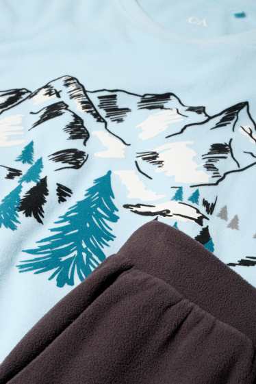 Bărbați - Pijama de fleece - turcoaz deschis