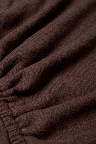 Women - Long sleeve top - slim fit - dark brown