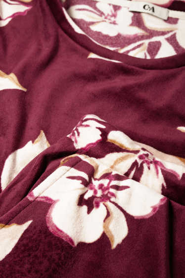 Femei - Pijama de iarnă - cu flori - mov