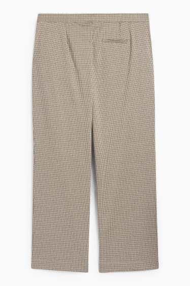 Femei - Pantaloni din jerseu - talie înaltă - wide leg - în carouri - negru / nej