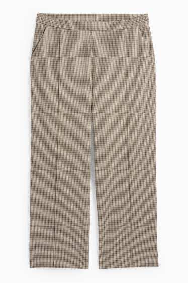 Femei - Pantaloni din jerseu - talie înaltă - wide leg - în carouri - negru / nej