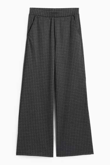 Copii - Fete - Pantaloni din jerseu - în carouri - negru / gri închis