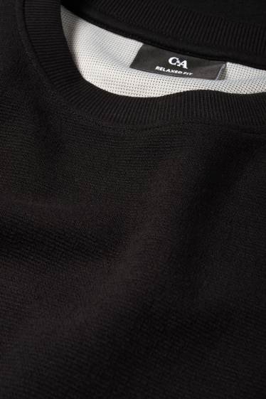 Men - Sweatshirt - textured - black