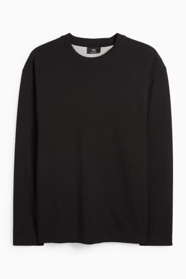 Men - Sweatshirt - textured - black