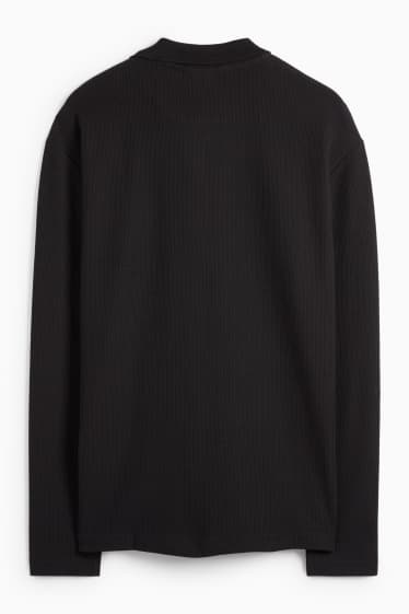 Bărbați - Tricou polo - regular fit - structurat - negru
