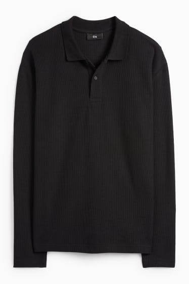 Bărbați - Tricou polo - regular fit - structurat - negru