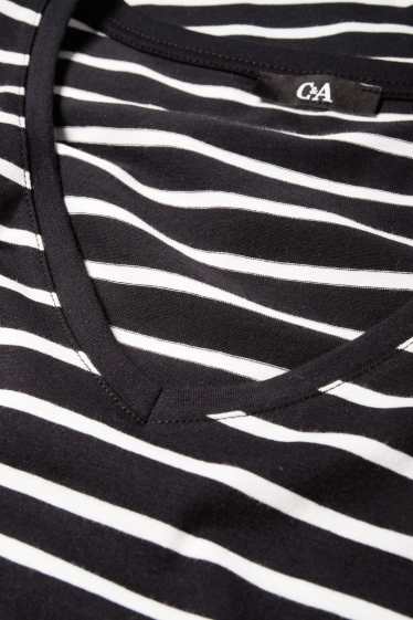Femei - Tricou cu mânecă lungă - LYCRA® - cu dungi - negru / alb