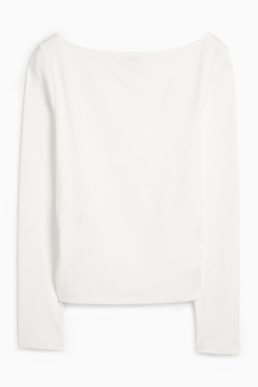 Dames - Longsleeve - slim fit - wit