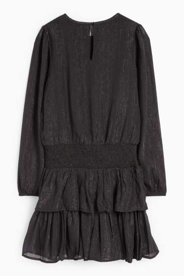 Copii - Fete - Rochie din șifon - aspect lucios - negru
