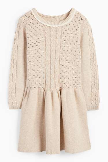 Bebeluși - fete - Rochie din tricot bebeluși - taupe