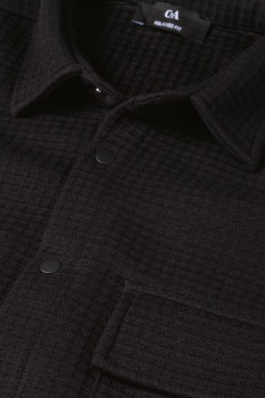 Bărbați - Jachetă tip cămașă - relaxed fit - guler Kent - structurat - negru