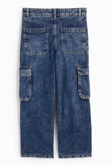 Copii - Băieți - Cargo jeans - jeans termoizolanți - denim-albastru