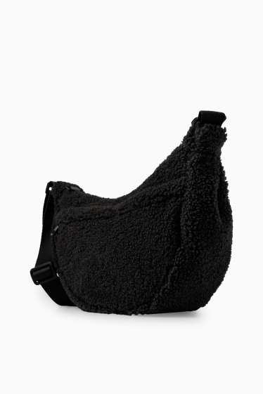 Dámské - Teddy kabelka přes rameno - černá