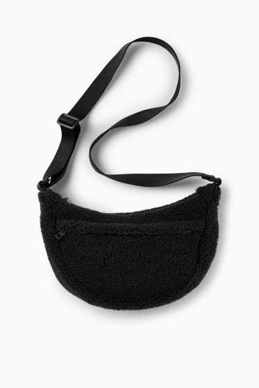 Dámské - Teddy kabelka přes rameno - černá