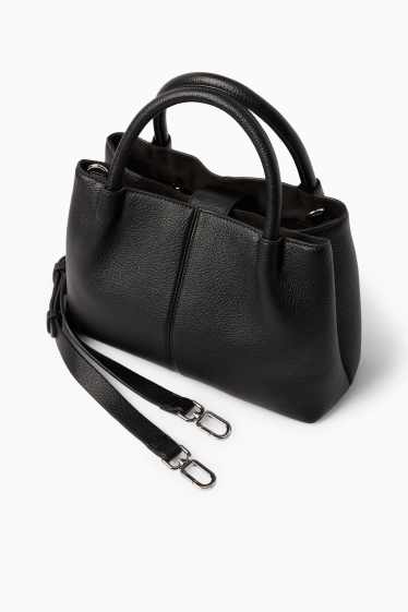 Femei - Geantă shopper mică cu curea detașabilă - imitație de piele - negru