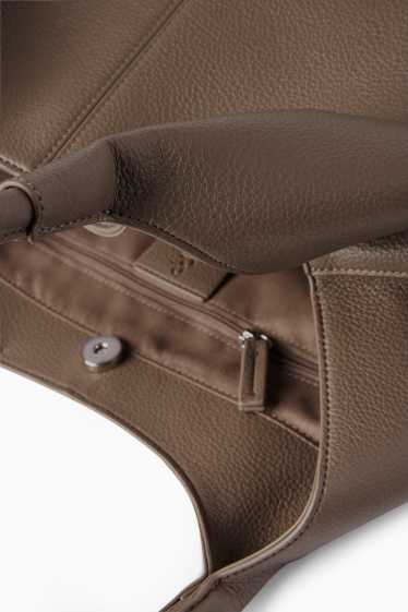 Dámské - Velká kabelka shopper - imitace kůže - béžová