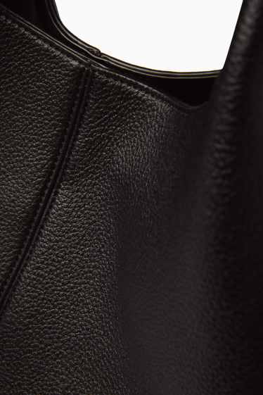 Dámské - Velká kabelka shopper - imitace kůže - černá
