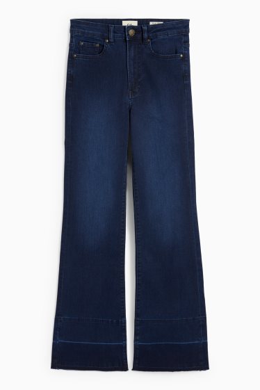 Femei - Flared jeans - talie medie - denim-albastru închis