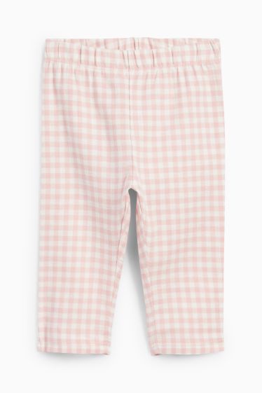 Bebeluși - fete - Pijama din flanel bebeluși - 2 piese - în carouri - alb / roz