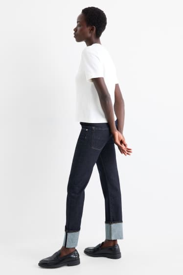 Femei - Straight jeans - talie medie - LYCRA® - denim-albastru închis