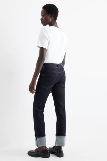 Femei - Straight jeans - talie medie - LYCRA® - denim-albastru închis