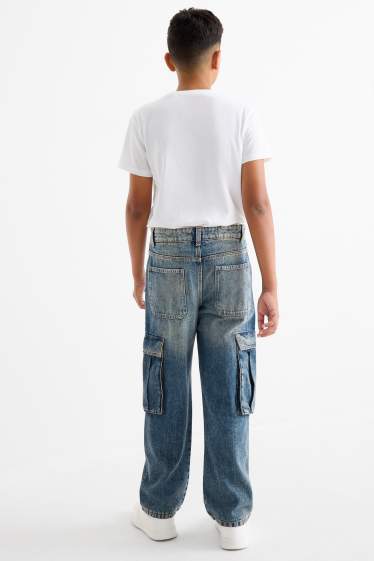 Copii - Băieți - Cargo jeans - jeans termoizolanți - denim-albastru
