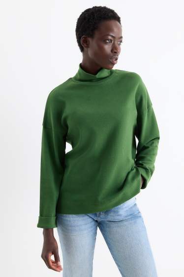 Women - Turtleneck top - dark green