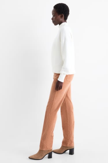 Damen - Cordhose - High Waist - Straight Fit - LYCRA® - hellbraun
