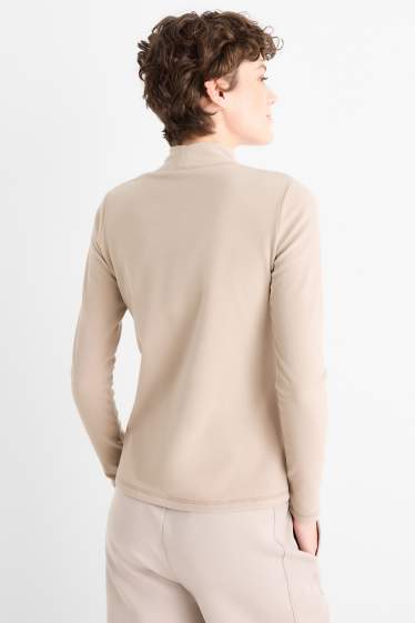 Donna - Maglia a maniche lunghe termica in pile - regular fit - beige chiaro