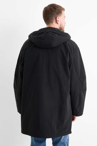 Bărbați - Parka cu glugă - căptușită - rezistentă la apă - negru