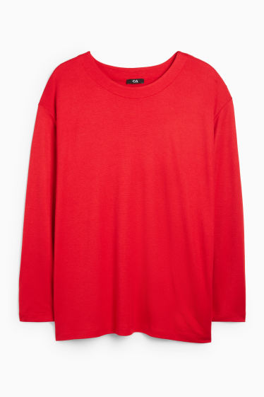Femei - Tricou cu mânecă lungă - relaxed fit - roșu