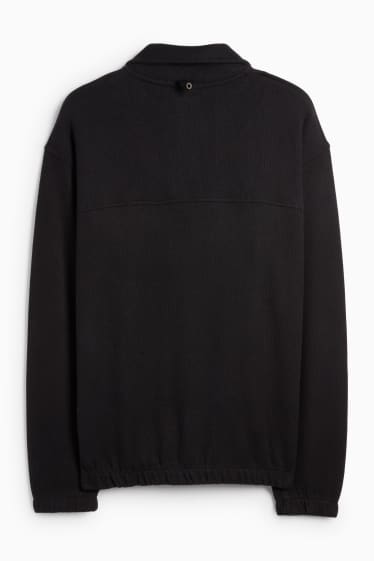 Men - Sweatshirt - ribbed - black