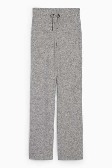 Women - Knitted joggers - gray-melange