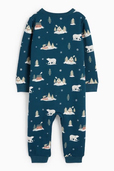 Bebeluși - băieți - Urs polar - pijama salopetă bebeluși - albastru închis