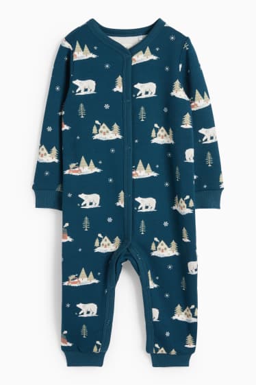 Bebeluși - băieți - Urs polar - pijama salopetă bebeluși - albastru închis