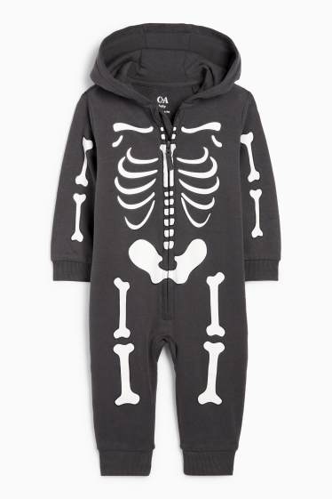 Bebeluși - băieți - Schelet - salopetă bebeluși pentru Halloween - gri închis