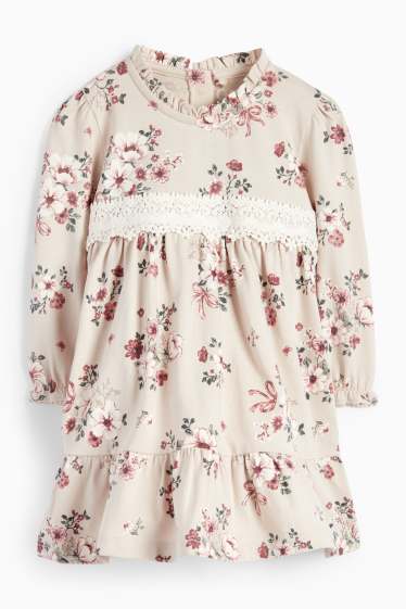 Bebeluși - fete - Floricele - rochie bebeluși - bej deschis