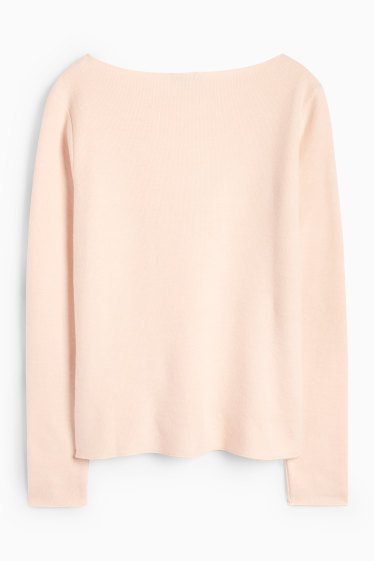 Femei - Tricou cu mânecă lungă - regular fit - reiat - roz