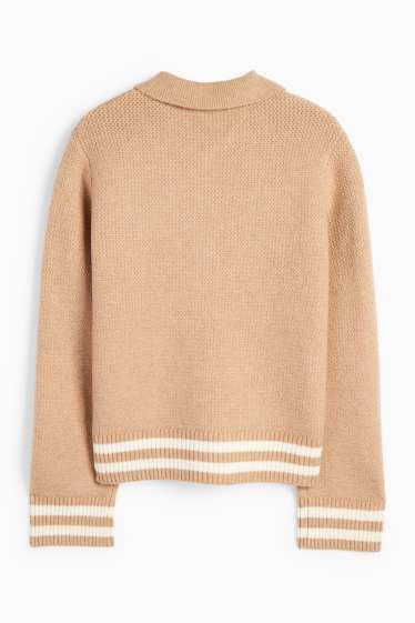 Femei - Cardigan tricotat - structurat - bej