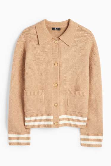Femei - Cardigan tricotat - structurat - bej