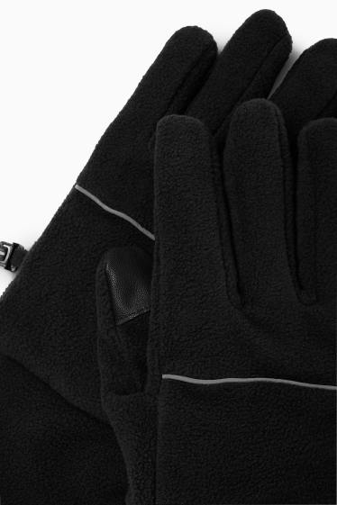 Bărbați - Mănuși de fleece pentru ecran tactil - căptușite - negru