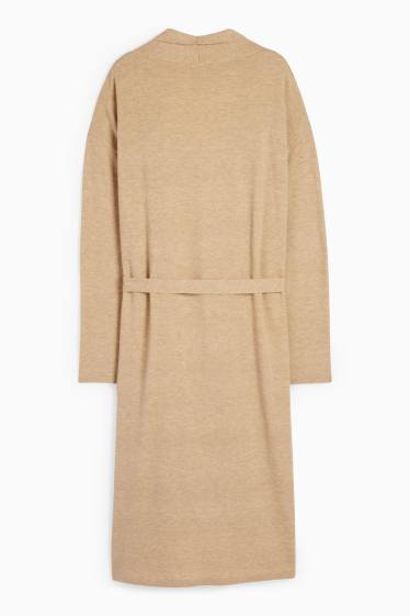 Femei - Cardigan tricotat lung - bej
