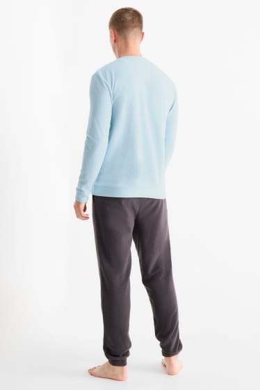 Bărbați - Pijama de fleece - turcoaz deschis