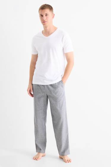 Bărbați - Multipack 2 perechi - pantaloni de pijama din flanel - cu model - albastru închis