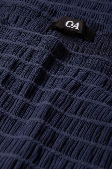 Donna - Maglia a maniche lunghe - regular fit - arricciata - blu scuro