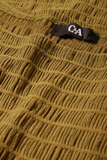 Femei - Tricou cu mânecă lungă - regular fit - cu fronseuri - verde
