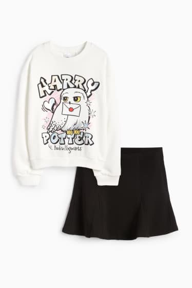 Copii - Fete - Harry Potter - set - bluză de molton și fustă - 2 piese - negru / alb