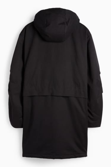 Bărbați - Parka cu glugă - căptușită - negru