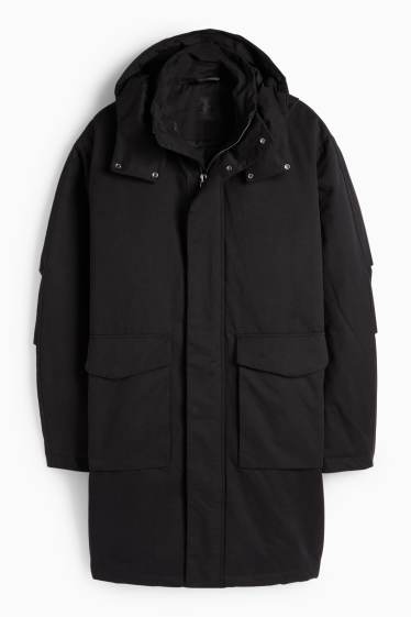 Bărbați - Parka cu glugă - căptușită - negru