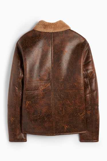 Bărbați - Geacă din piele shearling sintetică - imitație de piele - maro